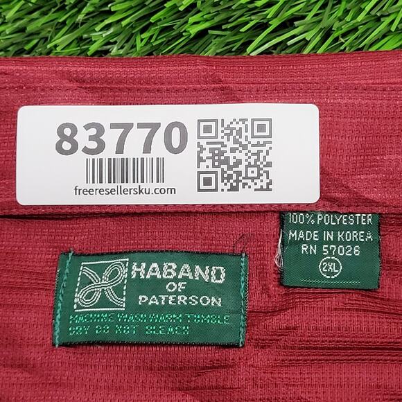 Vintage 90s Haband Textured Disco Button Shirt 2XL 26x29 Red - Picture 7 of 11